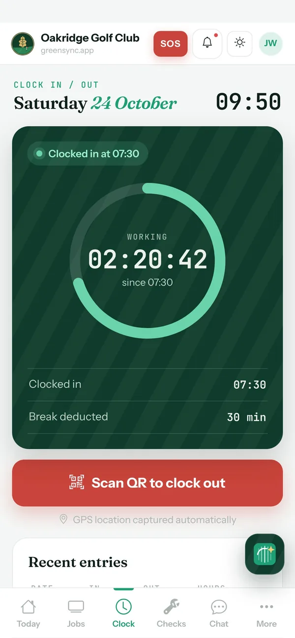 Clock in on the phone